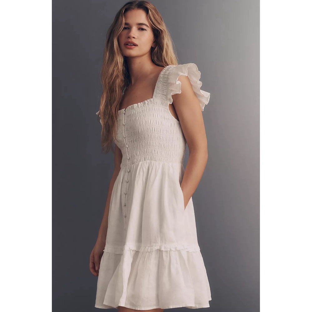 ANTHROPOLOGIE  Peregrine 100% European Linen Mini Dress NWT SIZE M
